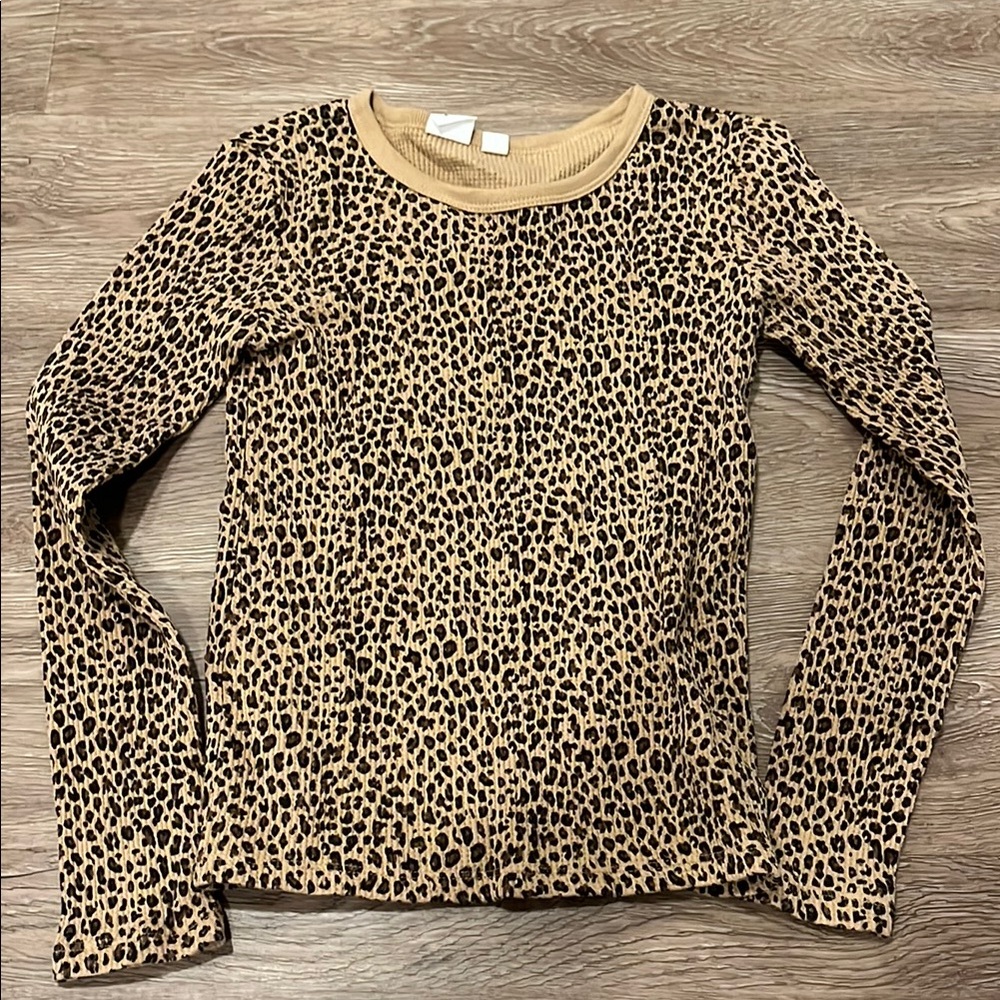Girls Gap Kids Leopard Print Long Sleeve Top